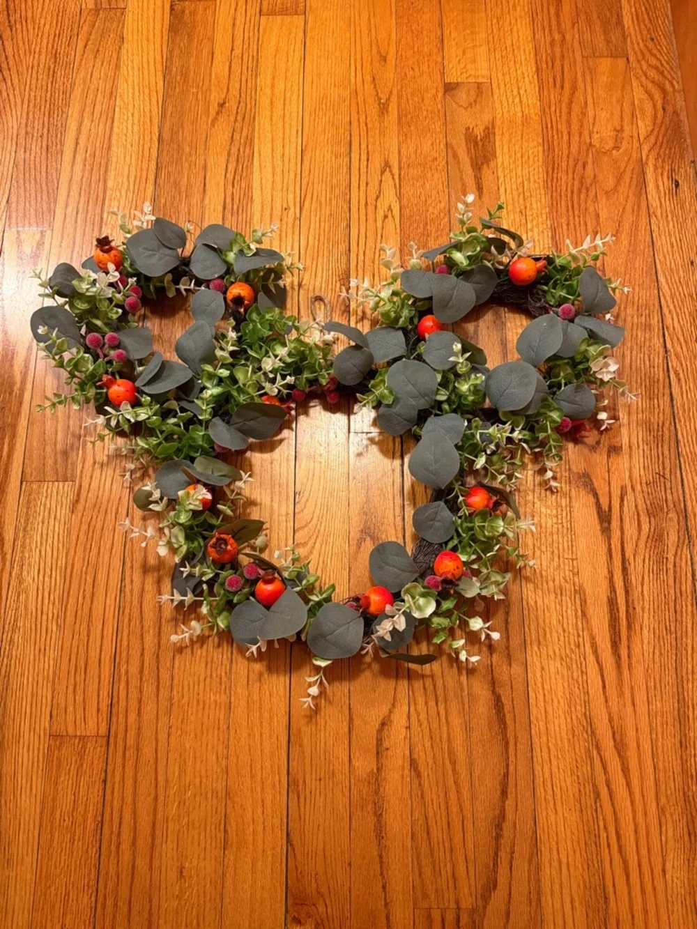 Disney Mickey Shaped Eucalyptus and Berry Wreath - Green and Orange